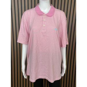 Brooks Brothers Men's Shirt Polo Golf Rugby Sheep Embroidered 2XL Pink Striped